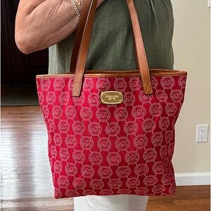 Michael Kors canvas shoulder tote.